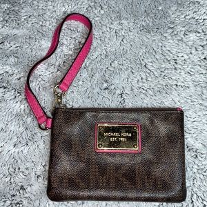 Michael Kors Brown & Pink Wristlet